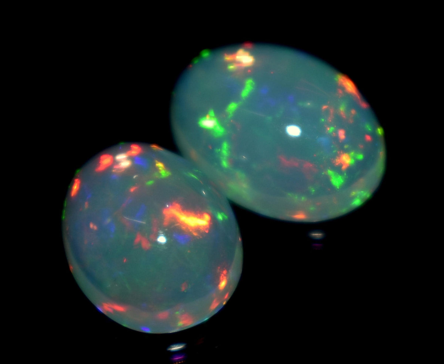 100% Natural Ethiopian Opal, Oval Welo Fire Cabochon Gemstone Lot, 6.50 Carat, Size-10x13.5x5.5mm To 9.5x12x6mm, For Jewelry Making, Piece-2