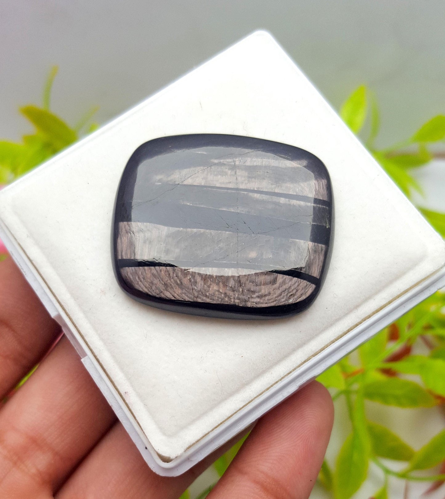 100% Natural Hyper Steen, Cushion Smooth Cabochon Loose Gemstone, 88.00 Carat, Size-36x30x6mm, For Jewelry Making,