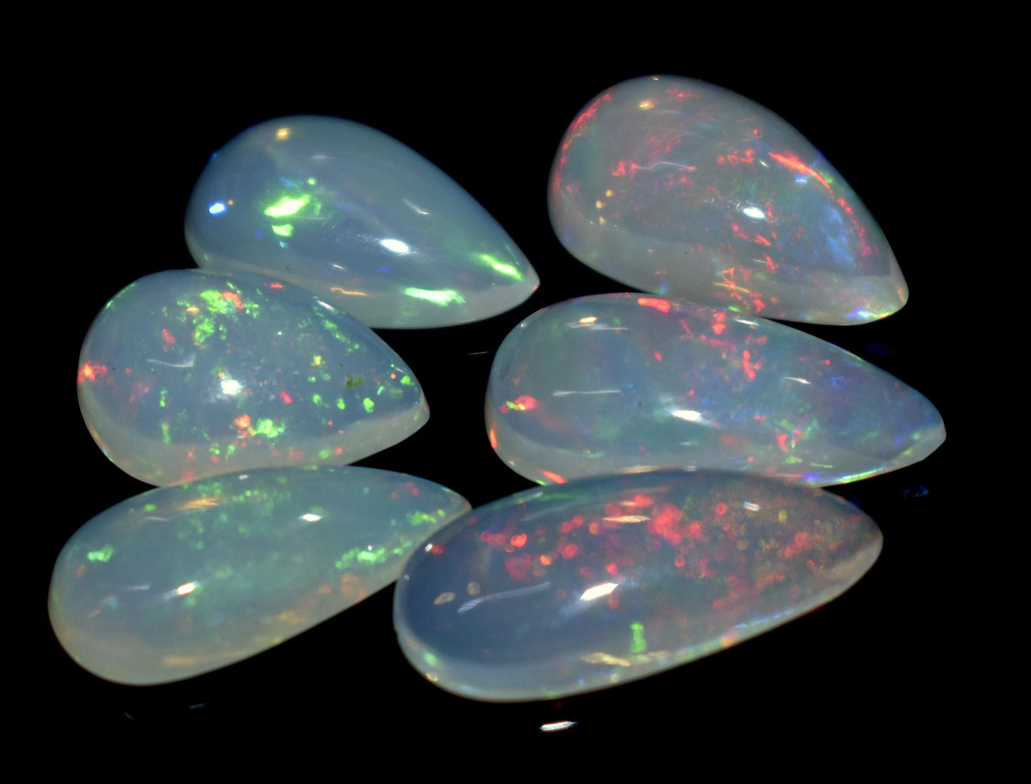 100% Natural Ethiopian Opal, Pear Welo Fire Cabochon Gemstone Lot, 13.20 Ct, Size-16x7x4mm To 12x8x5mm, For Jewelry Making, PC-7