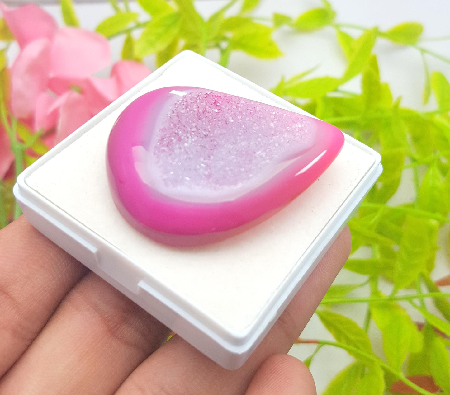 Agate, 100% Natural Pink Banded Agate, Pear Huge Size Cabochon Loose Gemstone, 102.50 Carat, Size-43x34x10mm, For Jewelry Making,