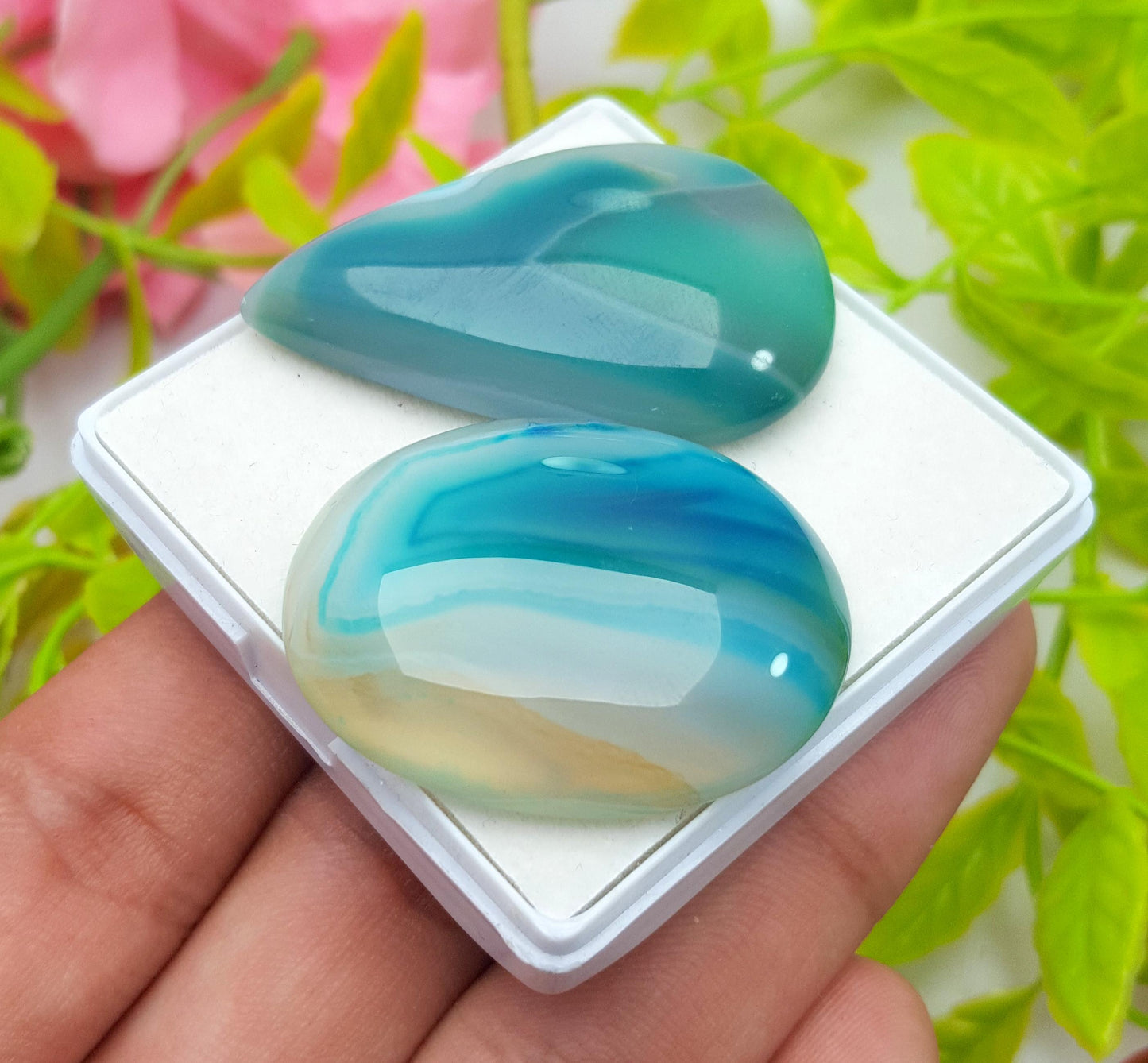 100% Natural Green Banded Agate, Mix Shape Huge Size Cabochon Gemstone Lot, 75.90 Ct, Size-41x22x8mm To 35x27x8mm, For Jewelry Making,