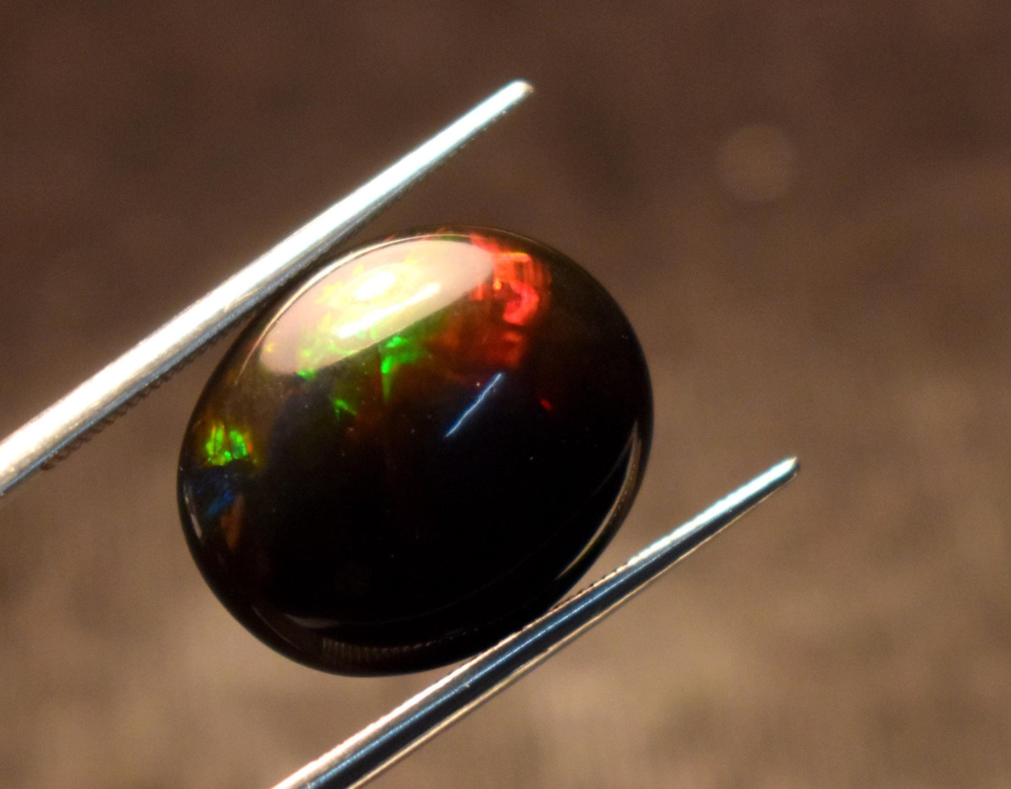 AAA Grade Natural Black Ethiopian Opal Oval, Welo Fire Cabochon Loose Gemstone, 6.0 Carat, Size-15.5x13x6mm, Gift For Her, PC-1